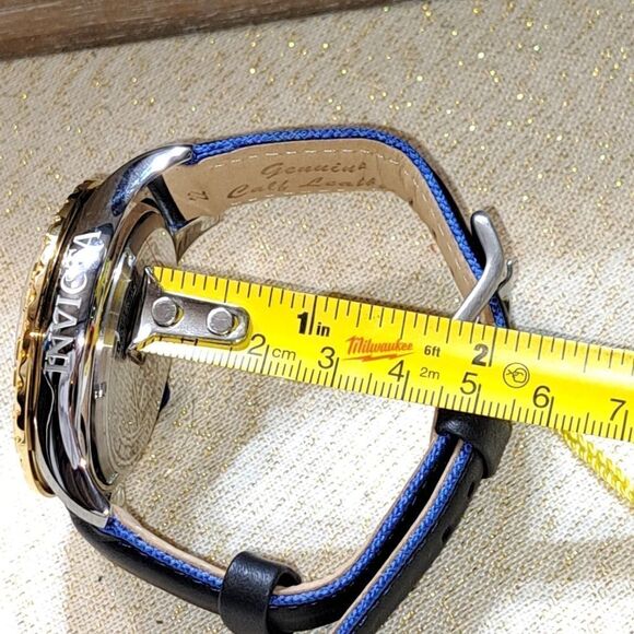 NWT INVICTA 18K PRO DIVER GOLD PLATED MENS SWISS MVMNT WATCH BLUE CALF LEATHER - Picture 16 of 16